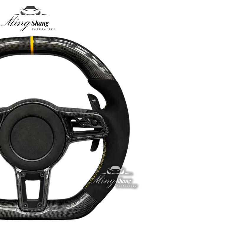 The sporty carbon fiber AUTO steering wheel is suitable for the Porsche Panamera Macan Tayenne Boxster Cayman Taycan Cayenne 718