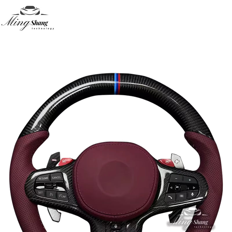 The Bordeaux red carbon fiber AUTO steering wheel is suitable for BMW G20 G30 G05 G01 G02 G06 G07 X5 F10 F30 F21 F22 F46 F30 F35