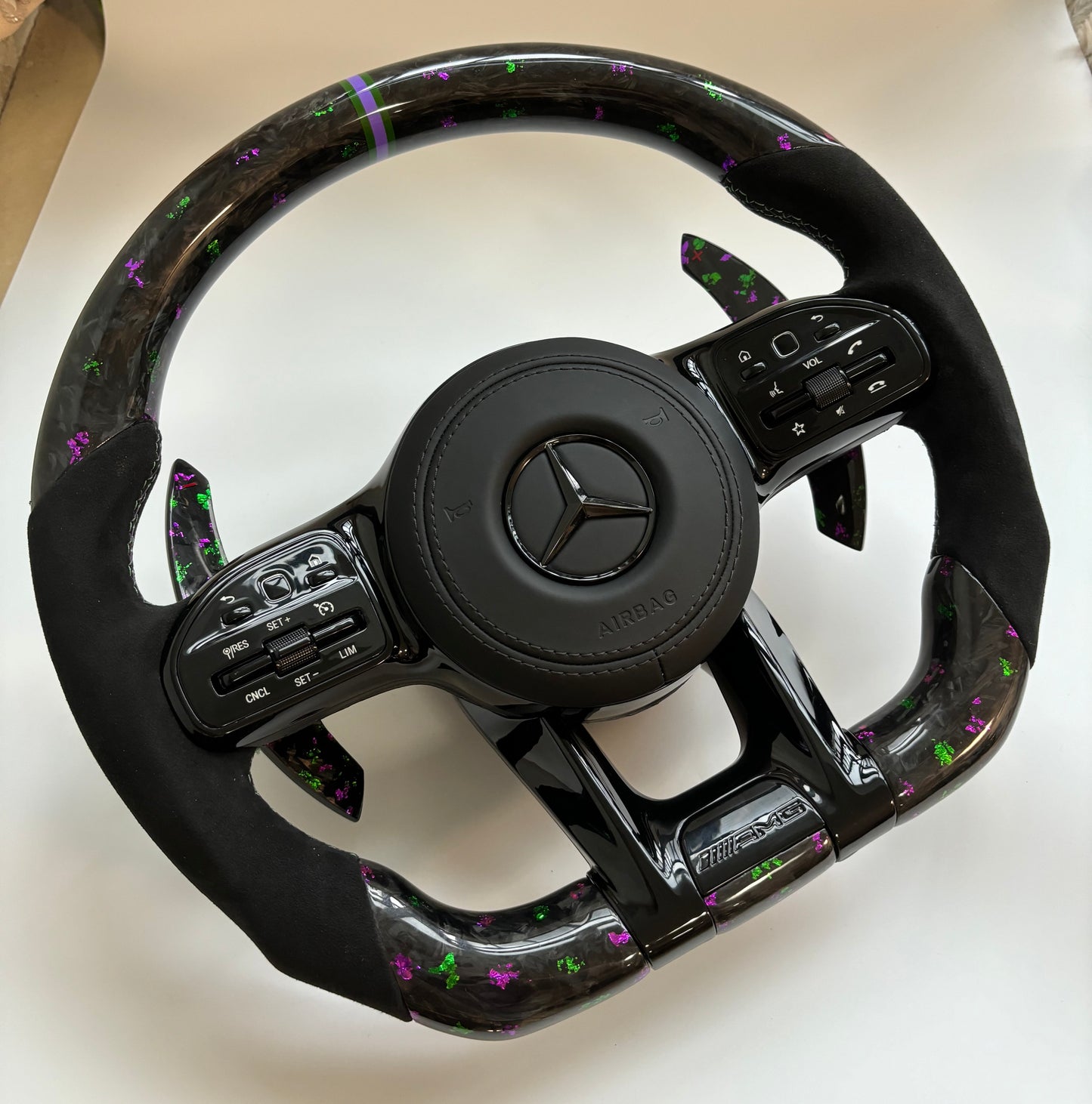 Custom Volante Glossy Black Carbon Steering Wheel for Mercedes Benz W204 W205 W207 W211 W212 W213 W221 W222 GLS CLS C63 AMG GT