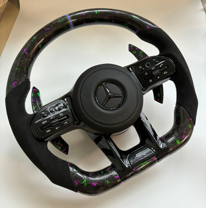 Custom Volante Glossy Black Carbon Steering Wheel for Mercedes Benz W204 W205 W207 W211 W212 W213 W221 W222 GLS CLS C63 AMG GT