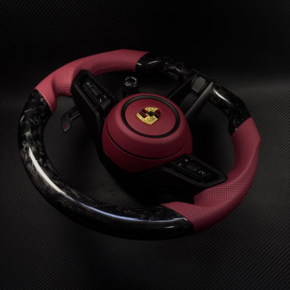 AUTO OHC Sports red steering wheel assembly is available for Porsche's new 911 992 718 Paramela Taycan Tayenne Macan Cayman