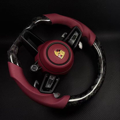 AUTO OHC Sports red steering wheel assembly is available for Porsche's new 911 992 718 Paramela Taycan Tayenne Macan Cayman