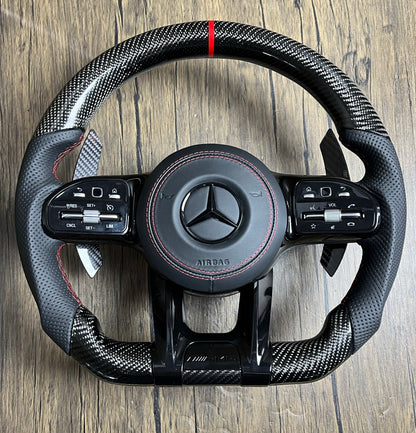 Custom Volante Glossy Black Carbon Steering Wheel for Mercedes Benz W204 W205 W207 W211 W212 W213 W221 W222 GLS CLS C63 AMG GT