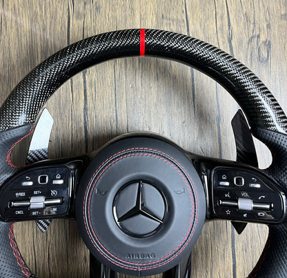 Custom Volante Glossy Black Carbon Steering Wheel for Mercedes Benz W204 W205 W207 W211 W212 W213 W221 W222 GLS CLS C63 AMG GT