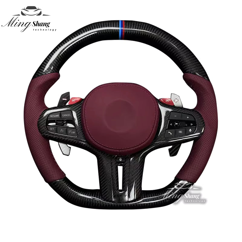 The Bordeaux red carbon fiber AUTO steering wheel is suitable for BMW G20 G30 G05 G01 G02 G06 G07 X5 F10 F30 F21 F22 F46 F30 F35
