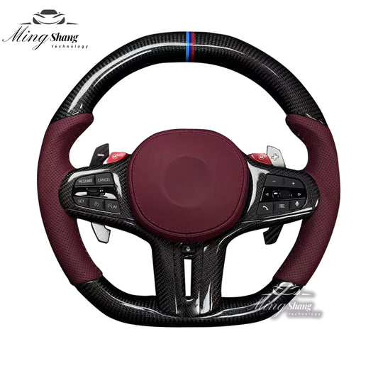 The Bordeaux red carbon fiber AUTO steering wheel is suitable for BMW G20 G30 G05 G01 G02 G06 G07 X5 F10 F30 F21 F22 F46 F30 F35