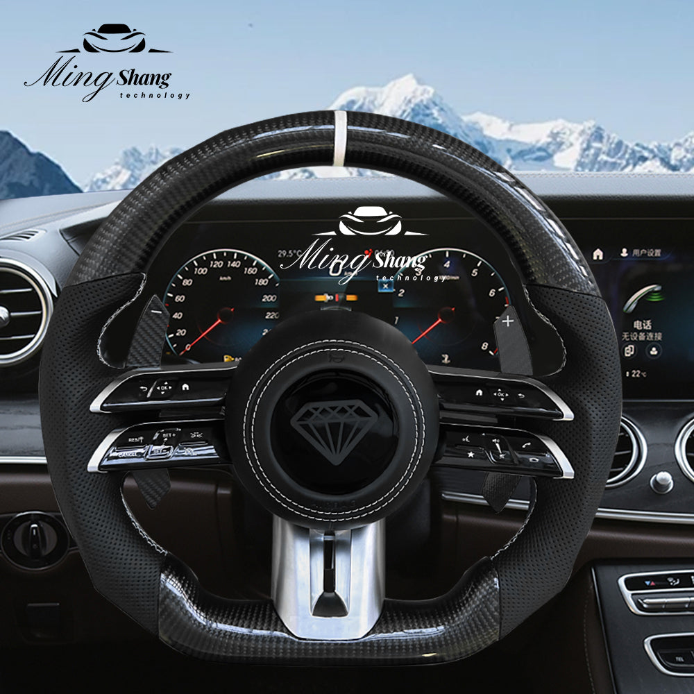 Carbon Fiber Steering Wheel for Mercedes Benz, A35 A45 C63 C43 E53 E63 G63 G500 G55 AMG GT S63 GLE63 GLA45 W223 W213 W205 W204