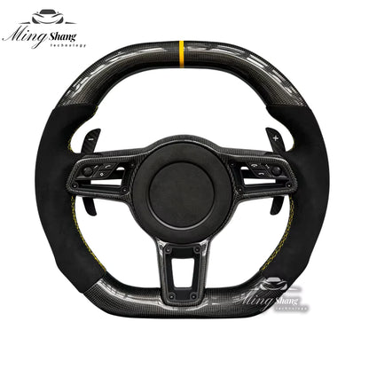 The sporty carbon fiber AUTO steering wheel is suitable for the Porsche Panamera Macan Tayenne Boxster Cayman Taycan Cayenne 718