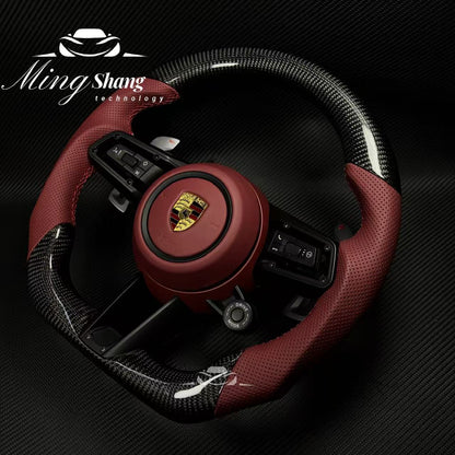 AUTO OHC Sports red steering wheel assembly is available for Porsche's new 911 992 718 Paramela Taycan Tayenne Macan Cayman