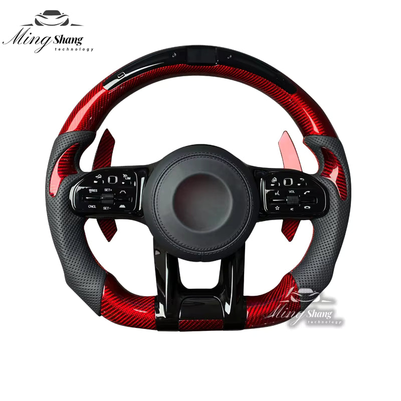 The red carbon fiber sports steering wheel is suitable for Mercedes-Benz W221 W210 W211 W202 W204 W463 W460 W242 GLC GLE CLA SLC