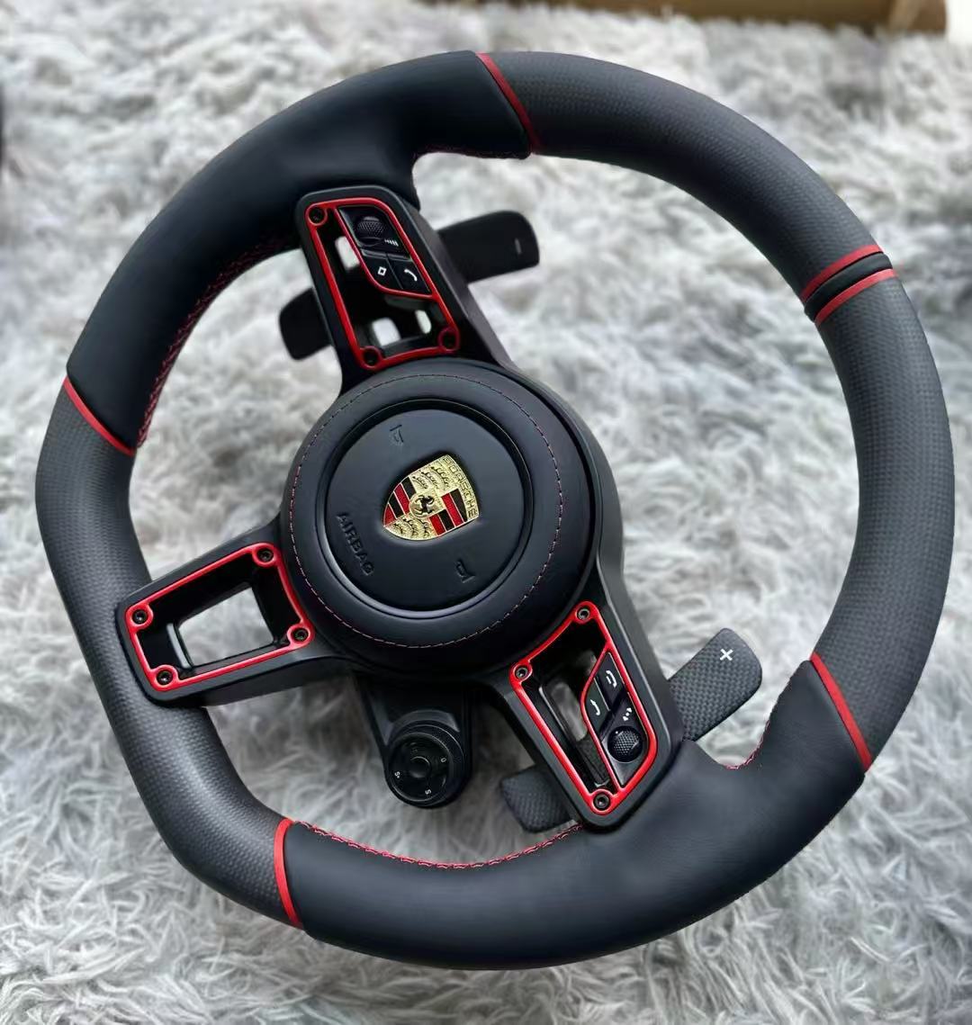 The matte carbon fiber model of the sports steering wheel is suitable for Porsche Panamera Cayenne Macan Taycan Tayenne 911 992