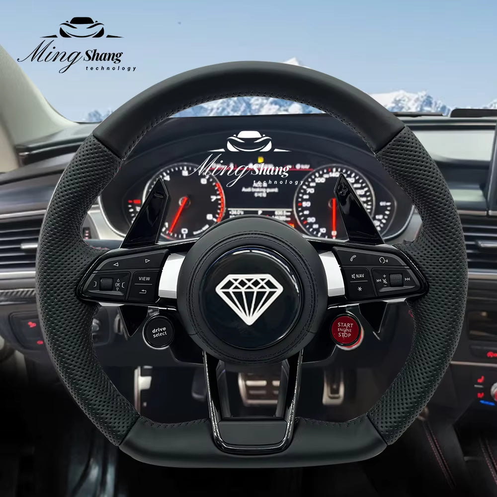 Custom R8 Steering Wheel for Audi A3 A4 A5 A6 A7 A8 S3 S4 S5 S6 S7 S8 Q3 Q5 Q7 Q8 SQ5 SQ7 SQ8 RSQ5 RSQ7 RSQ8 RS3 RS4 RS5 RS6 RS7 R8