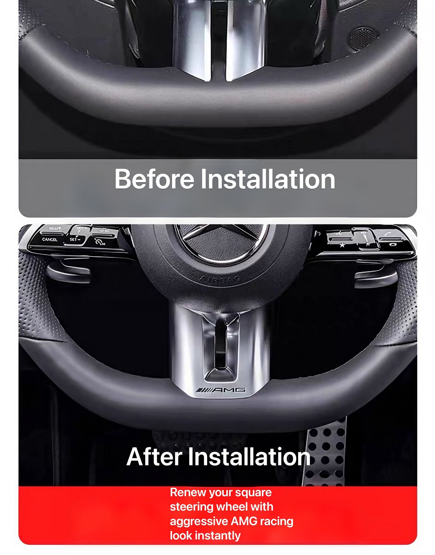 Suitable for Mercedes-Benz C-Class C200L, C260L, E-Class E300L, GLC260L, AMG steering wheel covers with AMG logo