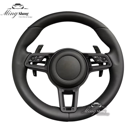 The all-leather steering wheel is suitable for the Porsche 911 718 992 970 971 Panamera Macan Taycan Cayman Boxster Cayenne  GTR