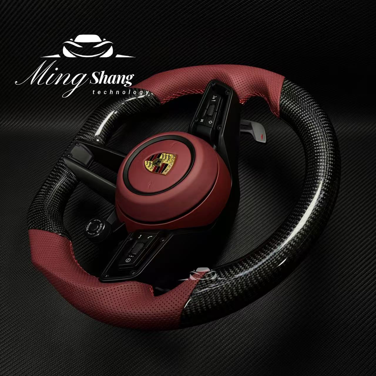 AUTO OHC Sports red steering wheel assembly is available for Porsche's new 911 992 718 Paramela Taycan Tayenne Macan Cayman