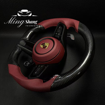 AUTO OHC Sports red steering wheel assembly is available for Porsche's new 911 992 718 Paramela Taycan Tayenne Macan Cayman