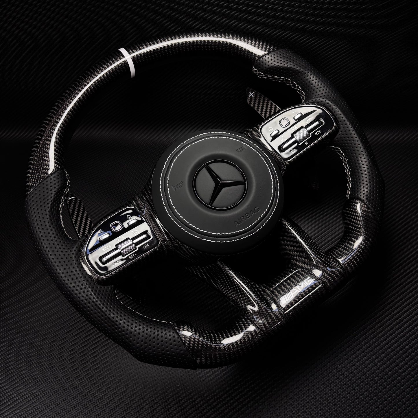 Custom Volante Glossy Black Carbon Steering Wheel for Mercedes Benz W204 W205 W207 W211 W212 W213 W221 W222 GLS CLS C63 AMG GT