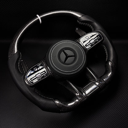 Custom Volante Glossy Black Carbon Steering Wheel for Mercedes Benz W204 W205 W207 W211 W212 W213 W221 W222 GLS CLS C63 AMG GT