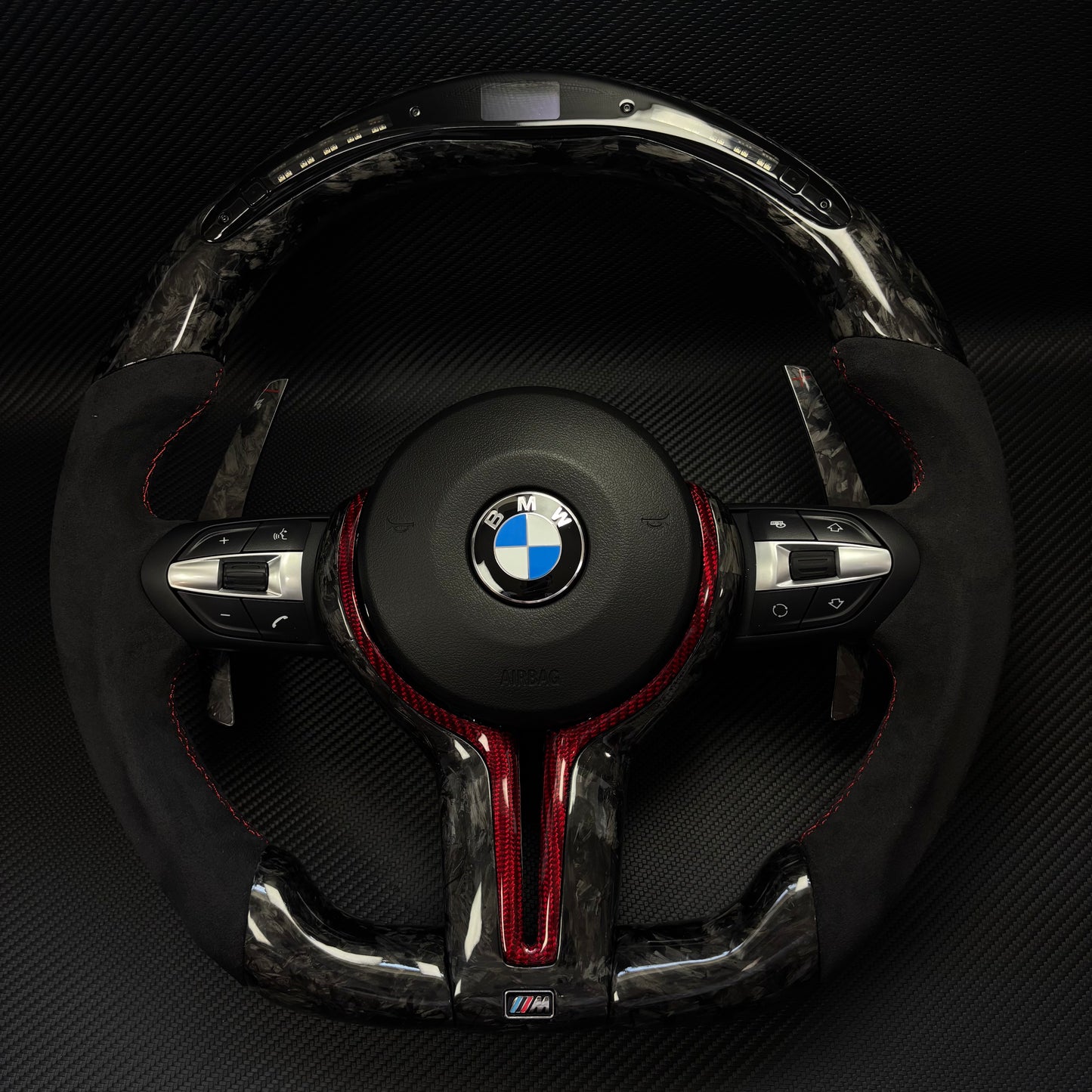 The red foil carbon fiber AUTO steering wheel is suitable for BMW E90 E91 E92 E93 E70 E71 E72 E53 F10 F30 F21 F22 F46 F30 F35 M3