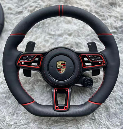 The matte carbon fiber model of the sports steering wheel is suitable for Porsche Panamera Cayenne Macan Taycan Tayenne 911 992