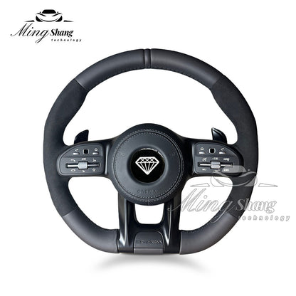The matte leather Alcantara steering wheel is suitable for Mercedes-Benz GLE GLA GLC GLK CLA CLS SLC ML W221 W222 W463 W201 W168