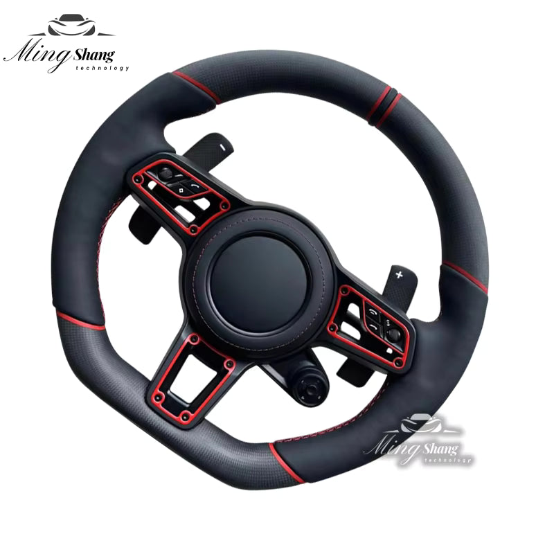 The matte carbon fiber model of the sports steering wheel is suitable for Porsche Panamera Cayenne Macan Taycan Tayenne 911 992
