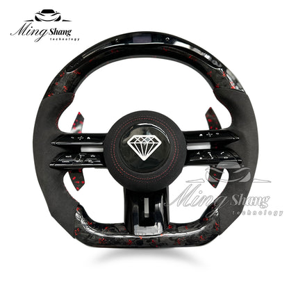 The LED forged carbon fiber steering wheel is suitable for Mercedes W116 W221 W222 W210 W202 W204 W463 W460 W638 W242 W245 ML GL