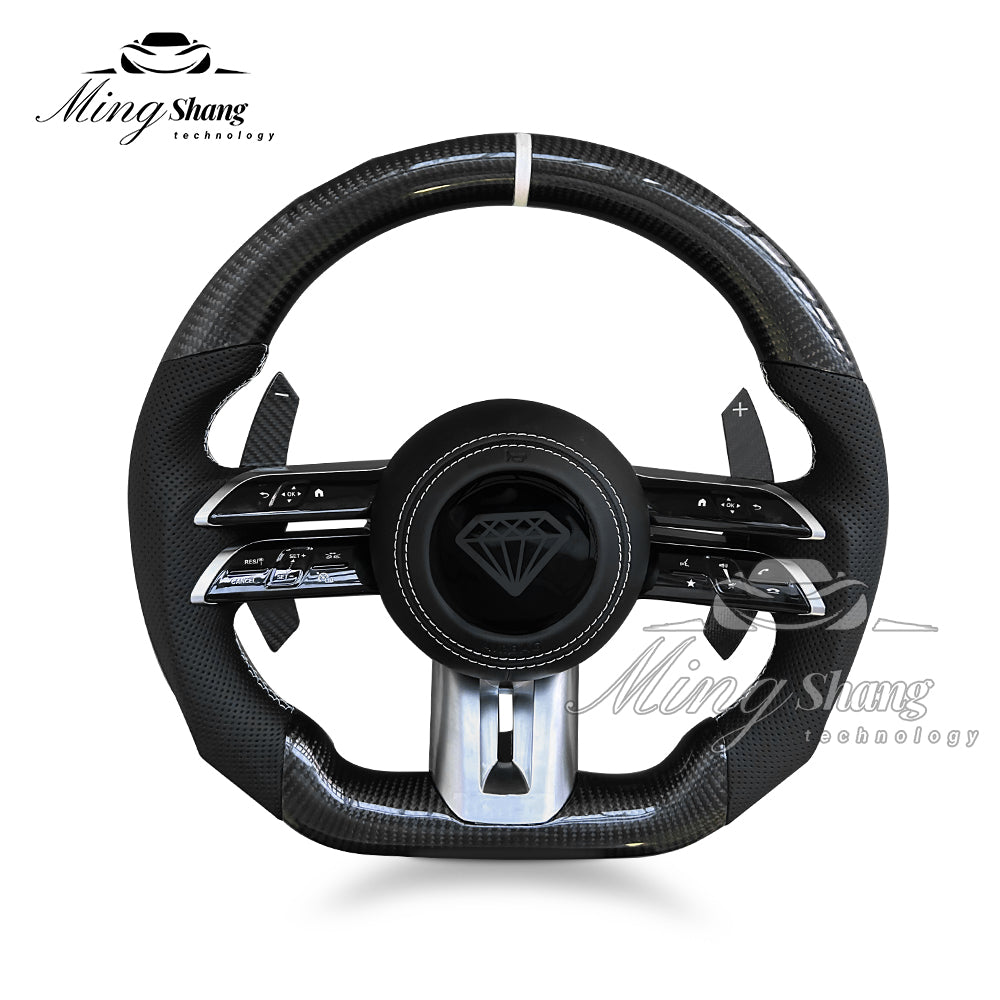 Carbon Fiber Steering Wheel for Mercedes Benz, A35 A45 C63 C43 E53 E63 G63 G500 G55 AMG GT S63 GLE63 GLA45 W223 W213 W205 W204