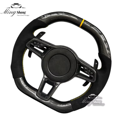 The sporty carbon fiber AUTO steering wheel is suitable for the Porsche Panamera Macan Tayenne Boxster Cayman Taycan Cayenne 718