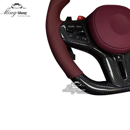The Bordeaux red carbon fiber AUTO steering wheel is suitable for BMW G20 G30 G05 G01 G02 G06 G07 X5 F10 F30 F21 F22 F46 F30 F35