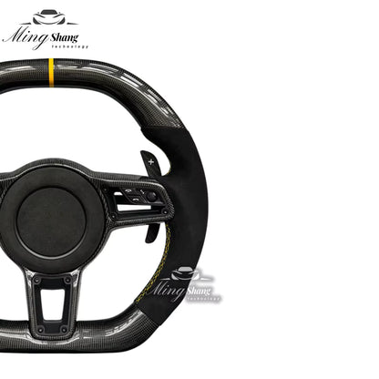 The sporty carbon fiber AUTO steering wheel is suitable for the Porsche Panamera Macan Tayenne Boxster Cayman Taycan Cayenne 718