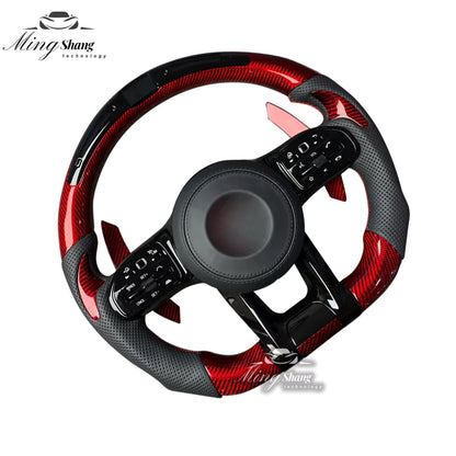 The red carbon fiber sports steering wheel is suitable for Mercedes-Benz W221 W210 W211 W202 W204 W463 W460 W242 GLC GLE CLA SLC