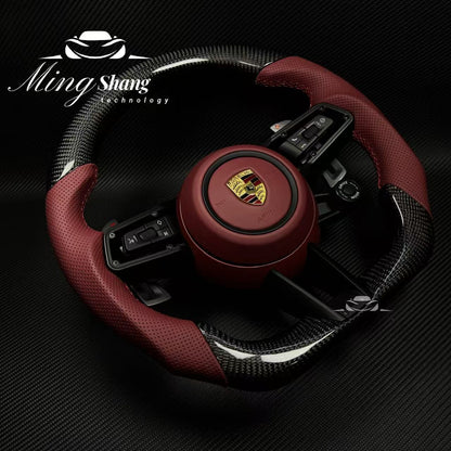 AUTO OHC Sports red steering wheel assembly is available for Porsche's new 911 992 718 Paramela Taycan Tayenne Macan Cayman