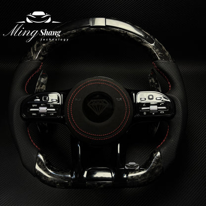 MT Carbon Fiber Steering Wheel For Mercedes Benz C63 E63 W213 C43 A45 G63 G500 S63 GLA45 GLS63 W204 W205 AMG LED Steering Wheel