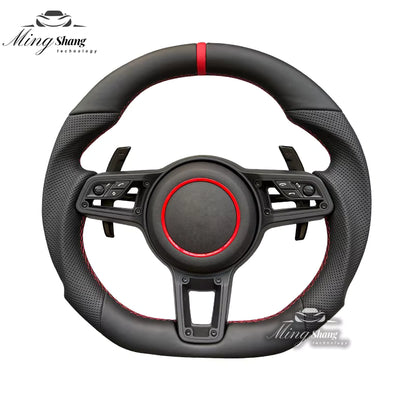 The leather sporty car steering wheel is suitable for Porsche Panamera Cayenne Macan Tayenne Boxster Taycan 718 911 Cayman Targa