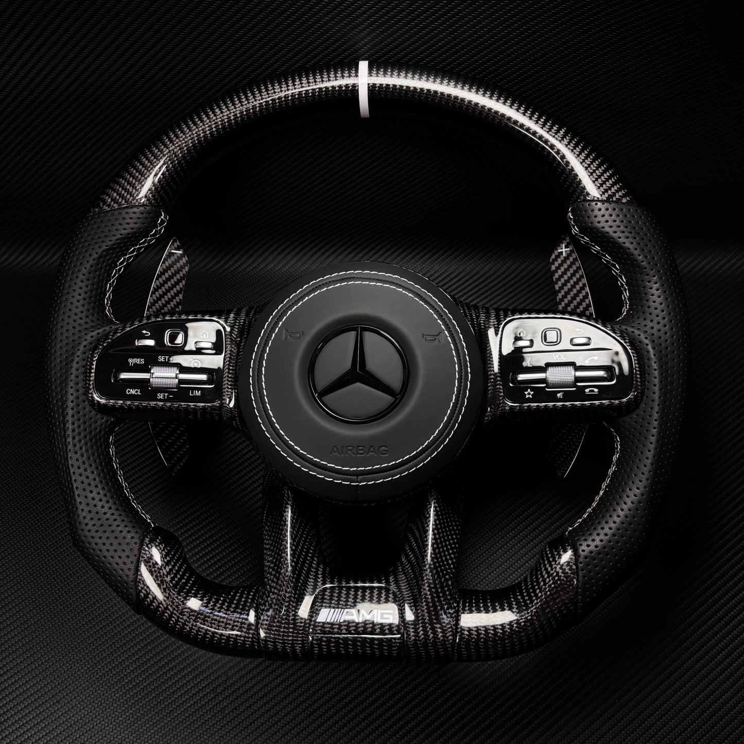 Custom Volante Glossy Black Carbon Steering Wheel for Mercedes Benz W204 W205 W207 W211 W212 W213 W221 W222 GLS CLS C63 AMG GT