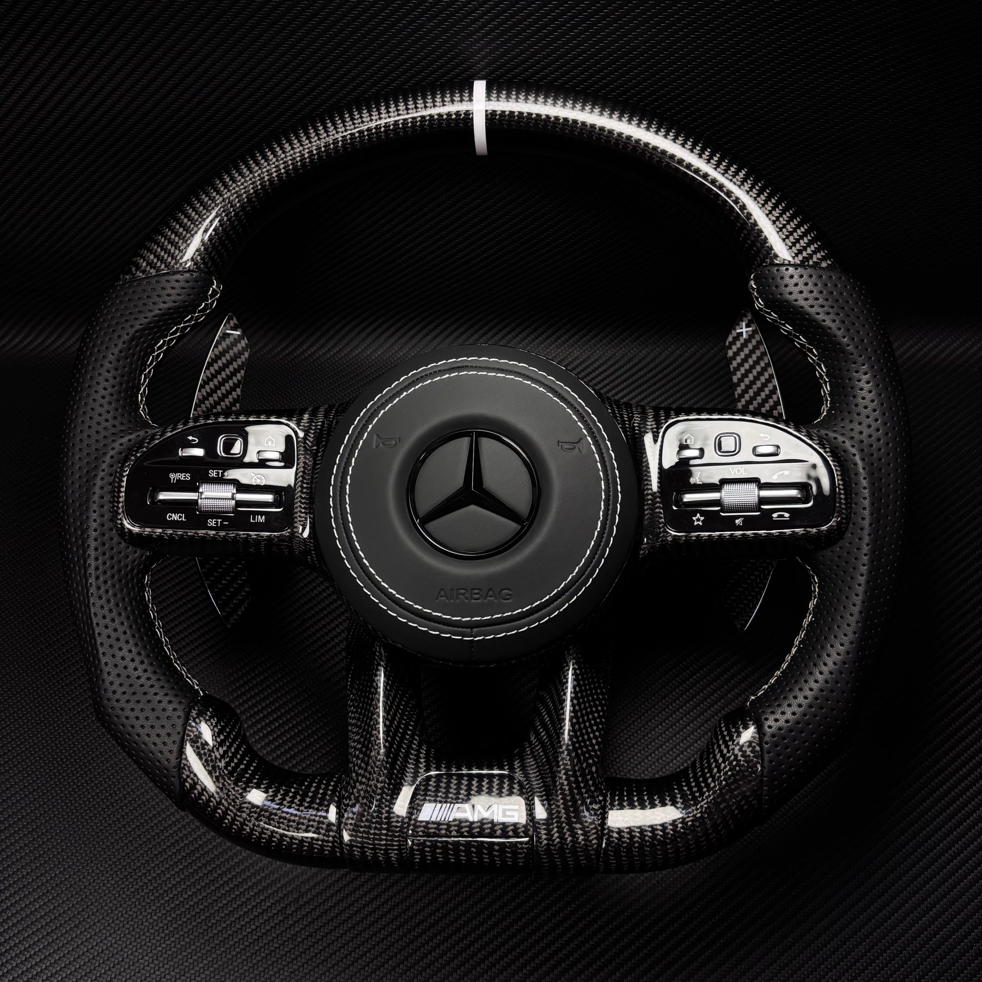 Custom Volante Glossy Black Carbon Steering Wheel for Mercedes Benz W204 W205 W207 W211 W212 W213 W221 W222 GLS CLS C63 AMG GT