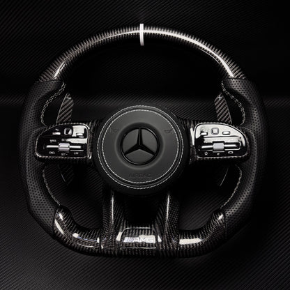 Custom Volante Glossy Black Carbon Steering Wheel for Mercedes Benz W204 W205 W207 W211 W212 W213 W221 W222 GLS CLS C63 AMG GT