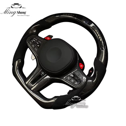The LED carbon fiber sporty steering wheel is suitable for BMW G30 G38 G11 G12 G01 G05 G20 G28 F10 F30 F22 F21 F35 F33 X4 X5 F36
