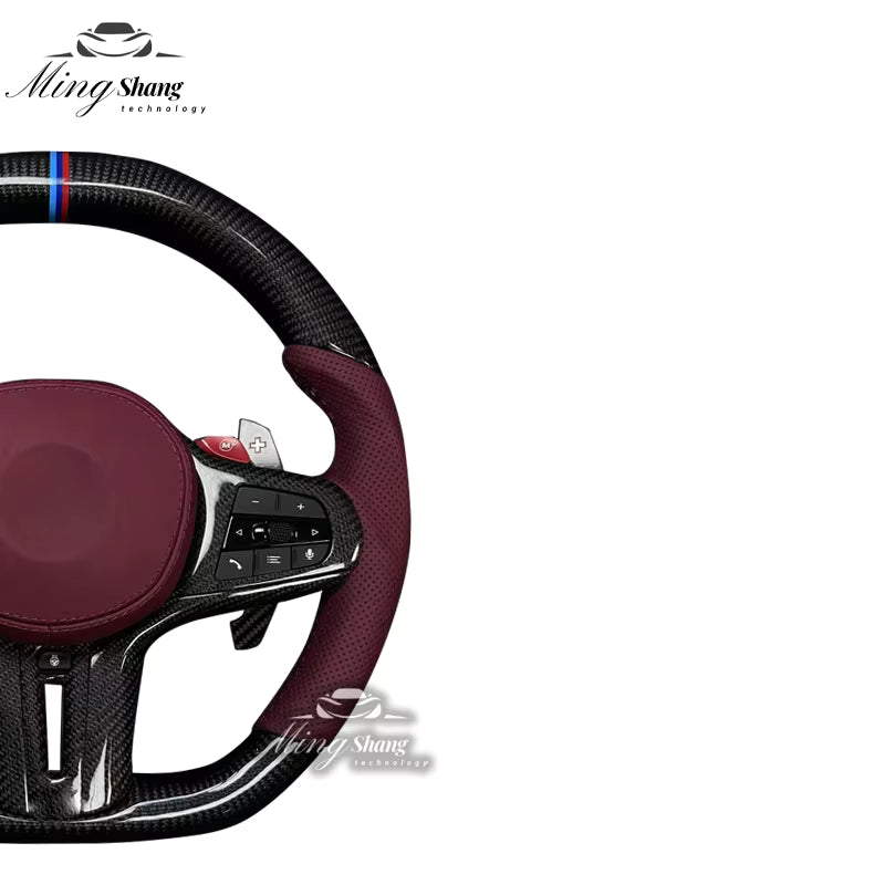 The Bordeaux red carbon fiber AUTO steering wheel is suitable for BMW G20 G30 G05 G01 G02 G06 G07 X5 F10 F30 F21 F22 F46 F30 F35