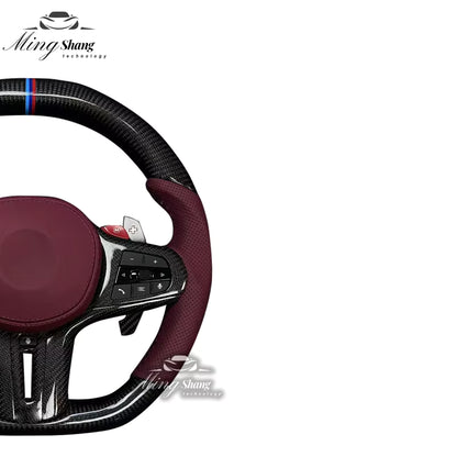 The Bordeaux red carbon fiber AUTO steering wheel is suitable for BMW G20 G30 G05 G01 G02 G06 G07 X5 F10 F30 F21 F22 F46 F30 F35