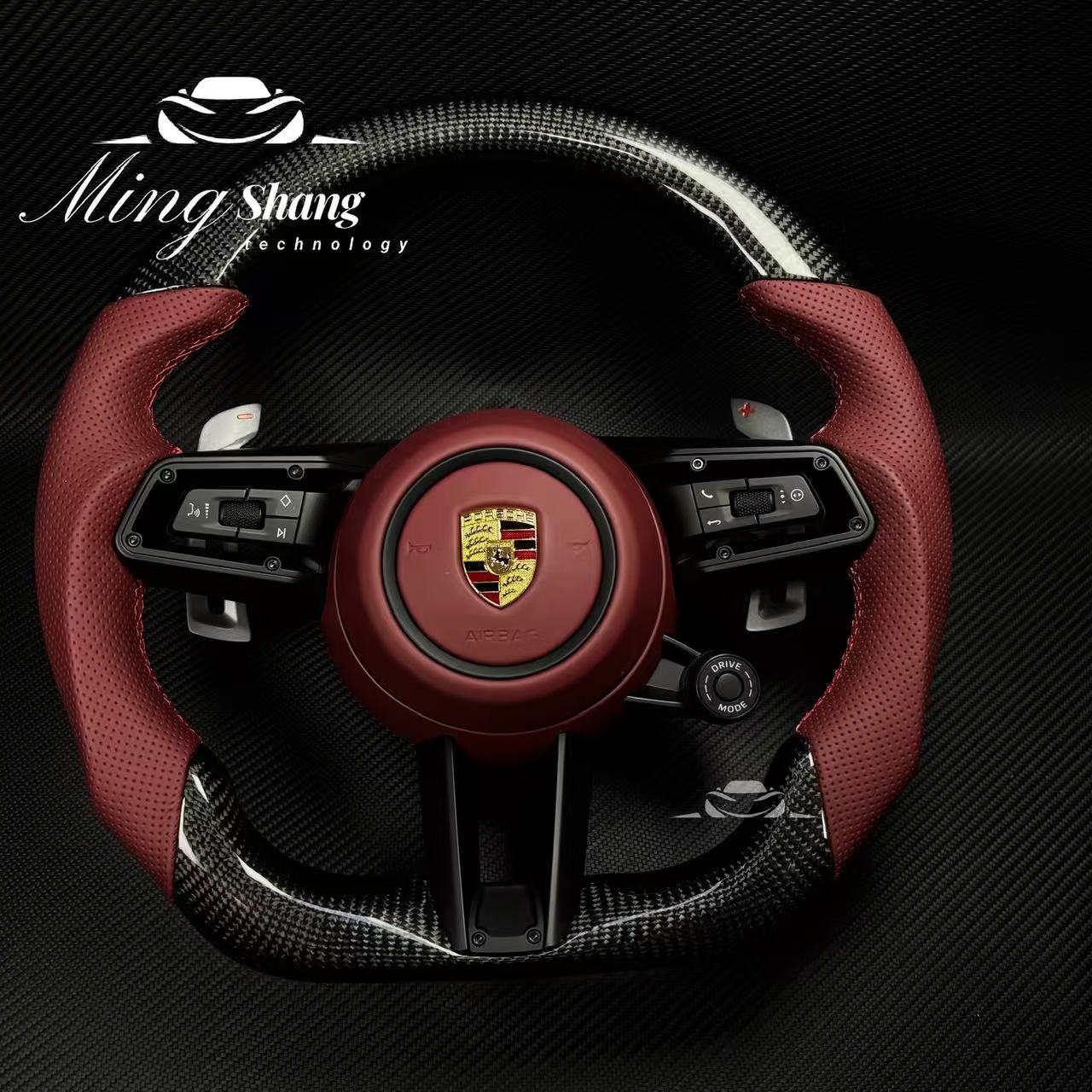 AUTO OHC Sports red steering wheel assembly is available for Porsche's new 911 992 718 Paramela Taycan Tayenne Macan Cayman
