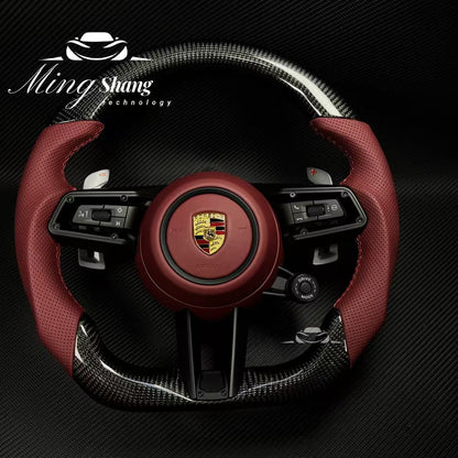 AUTO OHC Sports red steering wheel assembly is available for Porsche's new 911 992 718 Paramela Taycan Tayenne Macan Cayman