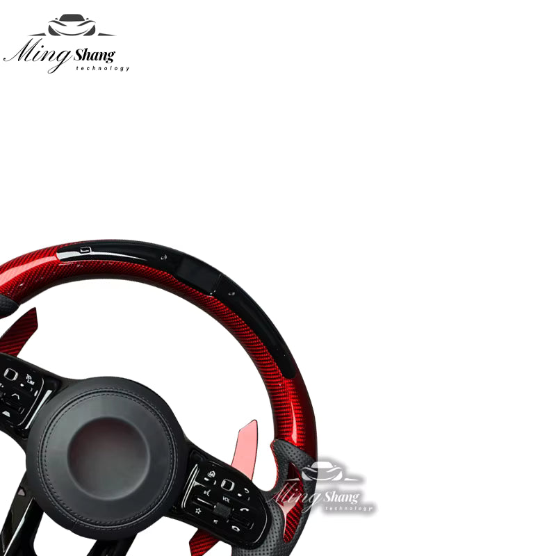 The red carbon fiber sports steering wheel is suitable for Mercedes-Benz W221 W210 W211 W202 W204 W463 W460 W242 GLC GLE CLA SLC