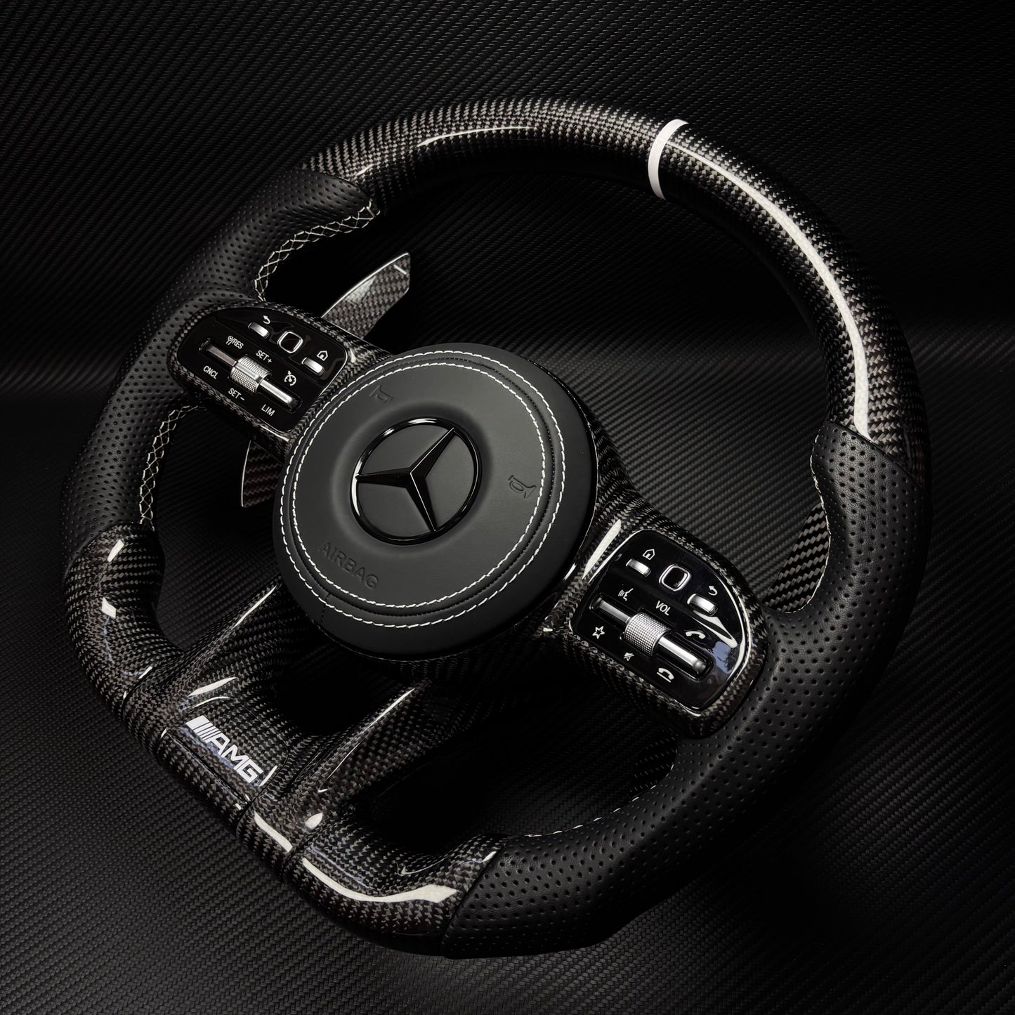 Custom Volante Glossy Black Carbon Steering Wheel for Mercedes Benz W204 W205 W207 W211 W212 W213 W221 W222 GLS CLS C63 AMG GT