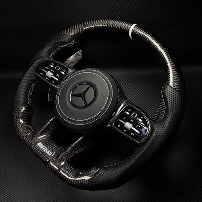 Custom Volante Glossy Black Carbon Steering Wheel for Mercedes Benz W204 W205 W207 W211 W212 W213 W221 W222 GLS CLS C63 AMG GT