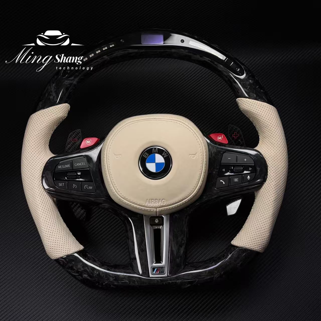 MT Auto Modification Leather Carbon Fiber LED Steering Wheel for BMW G20 G30 G38 G11 G12 G01 G02 M3 M4 Car Steering Wheel