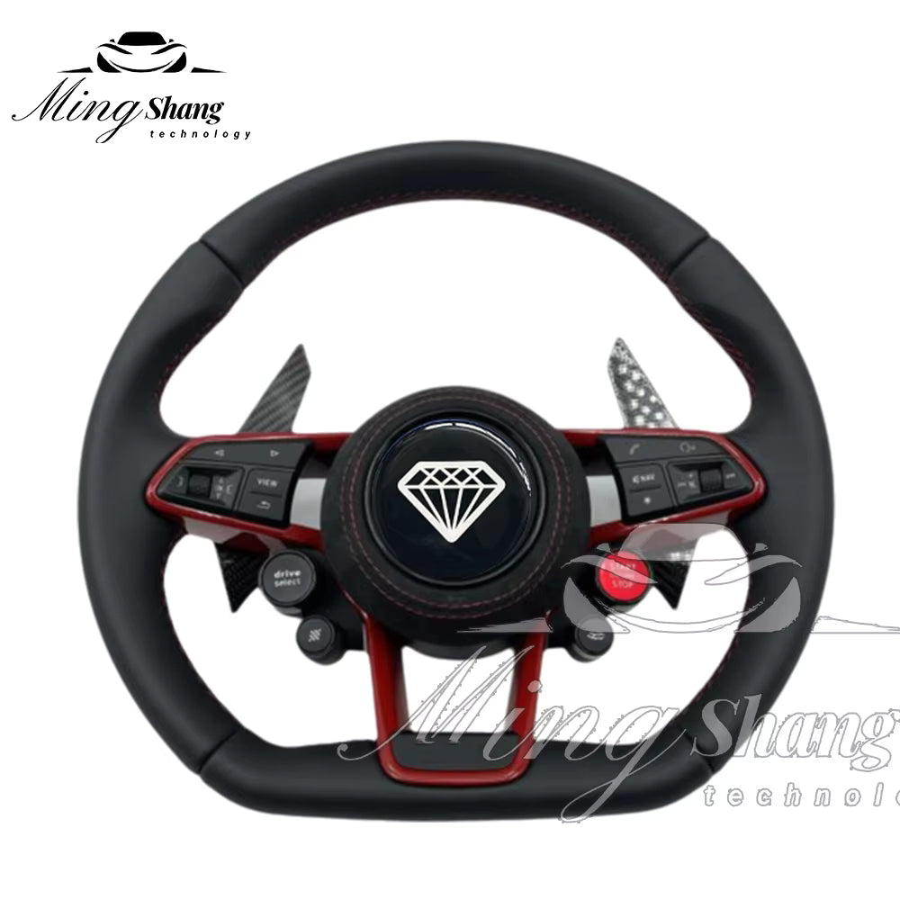 Custom R8 Steering Wheel for Audi A3 A4 A5 A6 A7 A8 S3 S4 S5 S6 S7 S8 Q3 Q5 Q7 Q8 SQ5 SQ7 SQ8 RSQ5 RSQ7 RSQ8 RS3 RS4 RS5 RS6 RS7 R8