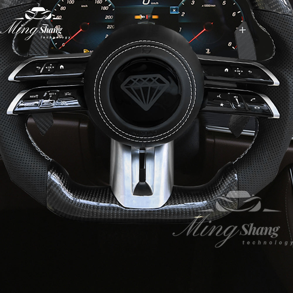Carbon Fiber Steering Wheel for Mercedes Benz, A35 A45 C63 C43 E53 E63 G63 G500 G55 AMG GT S63 GLE63 GLA45 W223 W213 W205 W204