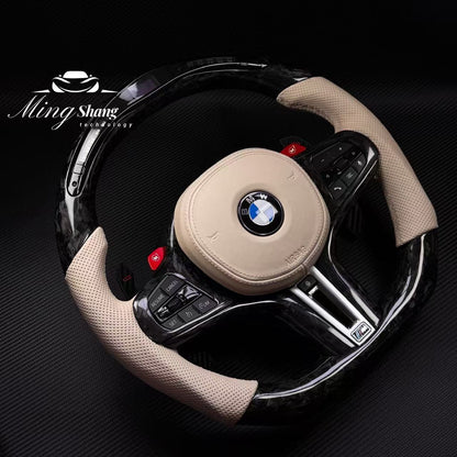 MT Auto Modification Leather Carbon Fiber LED Steering Wheel for BMW G20 G30 G38 G11 G12 G01 G02 M3 M4 Car Steering Wheel
